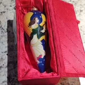 Tear Shaped Glass Ornament Painted Angel. D3GW3